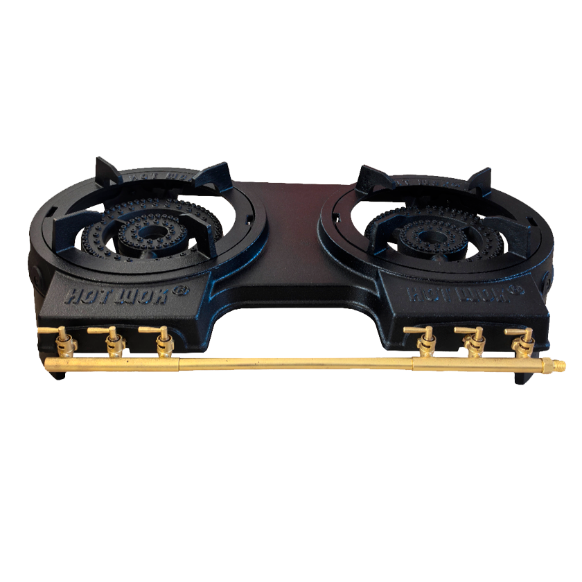 Dubbele Wokbrander 10kW | Hot Wok | Voor aanzicht van de gietijzeren wokbrander